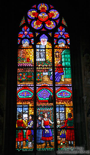 Pained flass windows inside Vienna´s  Votivkirche