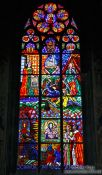Travel photography:Pained flass windows inside Vienna´s  Votivkirche, Austria