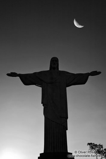 Christ silhouette on top of Corcovado in Rio de Janeiro