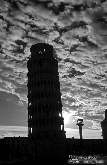 Silhouette of the Leaning Tower in Pisa