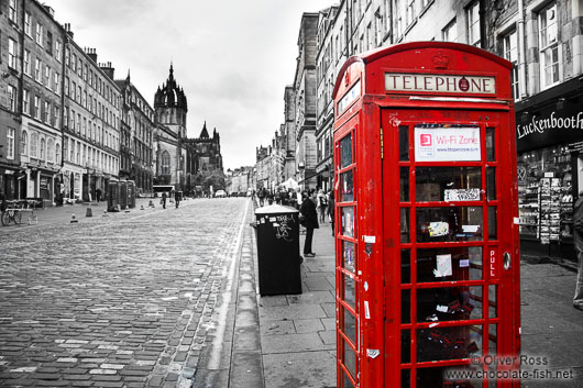 Public phone booth in Edinburgh´s old town