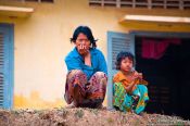 Travel photography:Mother with child near Battambang, Cambodia