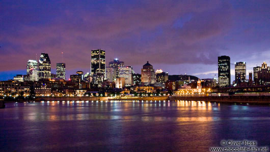 Montreal city skyline at dusk 