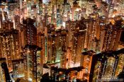 Travel photography:Appartment buildings in Hong Kong by night , China