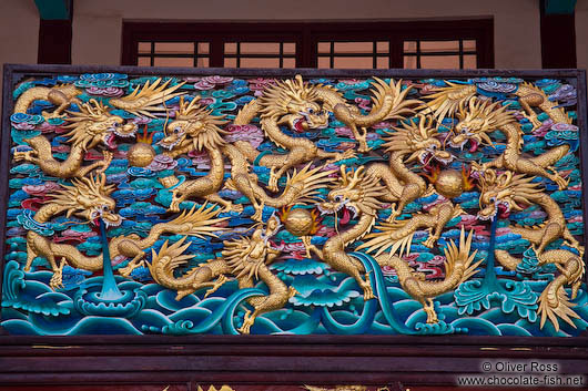 Carved wooden display in Kunming´s Yuantong temple 