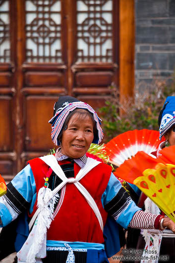 Naxi women performing a traditional dance in Lijiang