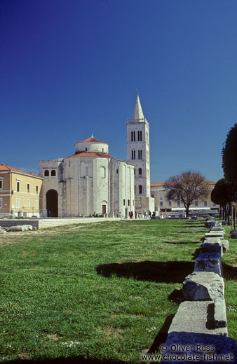 Roman Forum (Zeleni Trg) in Zadar with the Katedrala Sveti Stosije (cathedral of Saint Anastasia) and the church of Sveti Donat (Saint Donatus)