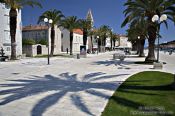 Travel photography:The promenade with palm trees in Trogir, Croatia