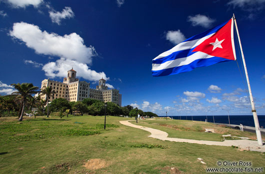 The Hotel Nacional with Cuban flag