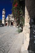 Travel photography:Havana Plaza de la Catedral with statue of Antonio Gades a famous flamenco dancer , Cuba