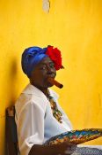 Travel photography:Havana woman with cigar, Cuba