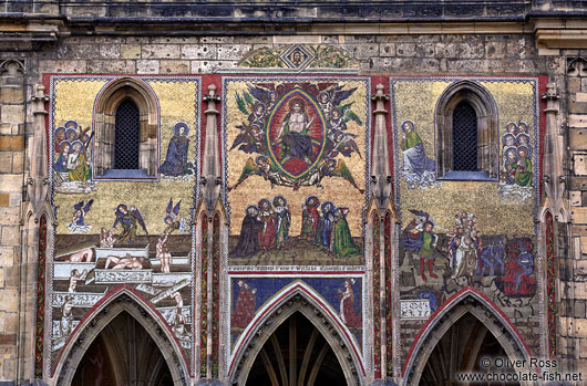 Venetian mosaic above the original main entrance portal (Zlatá brána) to St. Vitus Cathedral