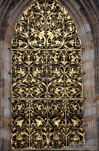Window at St. Vitus Cathedral in Prague Castle