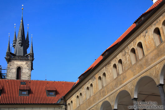 One of the spires of Prague`s Tyn church