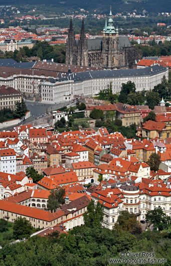 Panorama of Prague castle with St. Vitus Cathedral