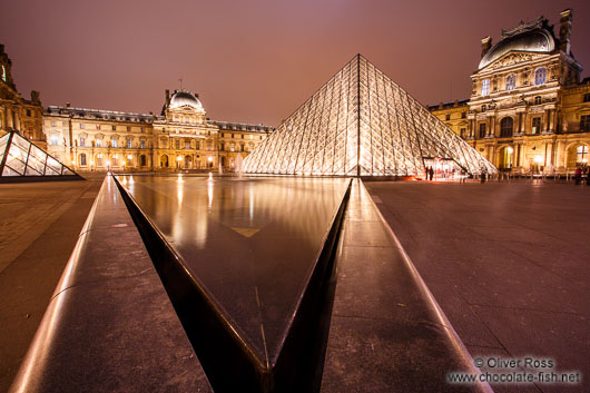 Paris Louvre Museum by night