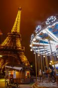 Travel photography:Paris Eiffel tower with carousel, France
