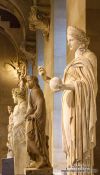Travel photography:12th and 13th century sculptures in the Louvre museum in Paris, France