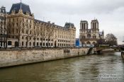 Travel photography:View of Notre Dame cathedral wih river Seine, France
