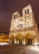 Travel photography:View of Paris Notre Dame cathedral by night, France