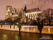 Travel photography:View of Notre Dame cathedral from across the Seine river, France