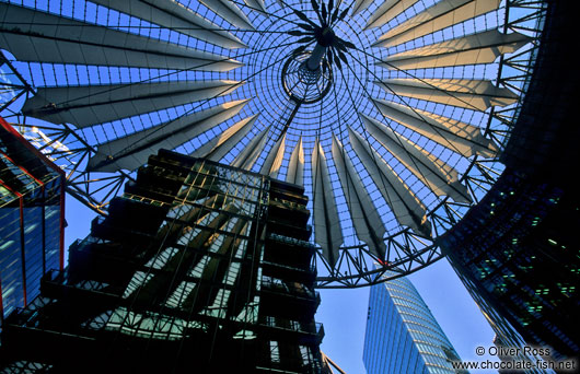 Building with roof structure at the Sony Centre on Potsdamer Platz