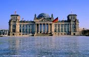 Travel photography:Reichstag form frozen lawn, Germany