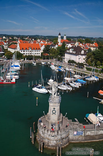 Aerial view of Lindau harbour