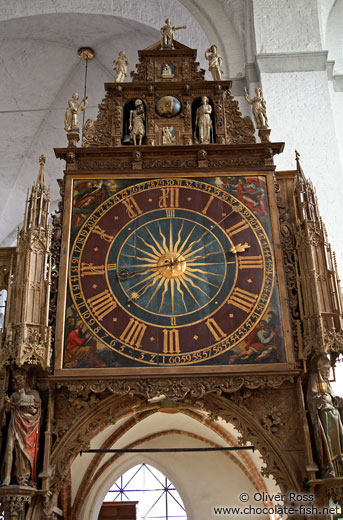 Clock inside St. Mary´s church (Marienkirche) in Lübeck