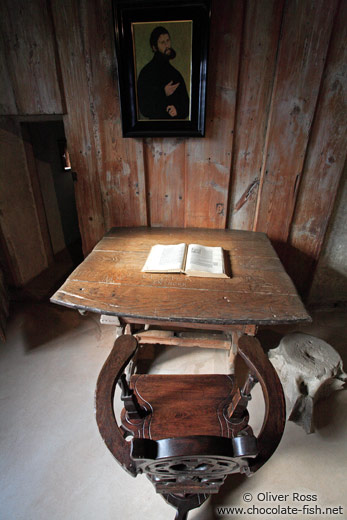 Martin Luther`s desk on the Wartburg Castle