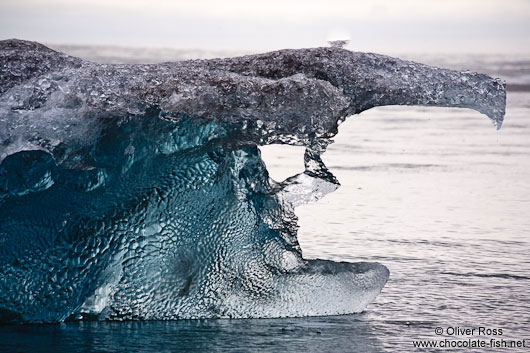Detail of an iceberg washed up at the beach near Jökulsárlón
