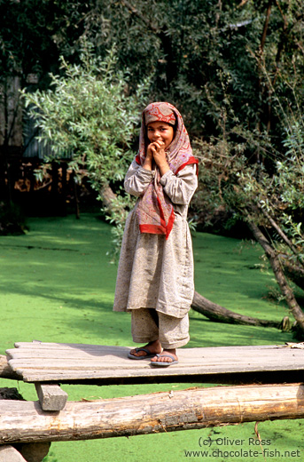 Girl on Dal Lake near Srinagar (Kashmir)