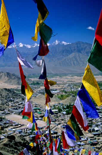 Buddhist prayer flags over Leh
