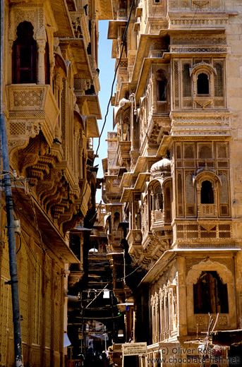 Street with old Havelis (merchant houses) in Jaisalmer