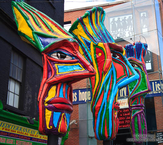 Sculptures on a Dublin street