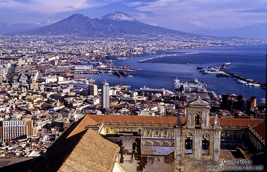 Panoramic view of Naples with Vesuvius