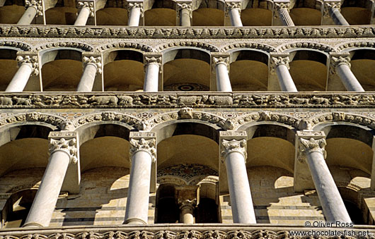 Facade detail of the Duomo in Pisa (Cathedral)
