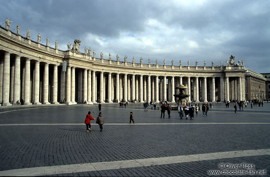 Saint Peter`s Square in the Vatican with colonnade