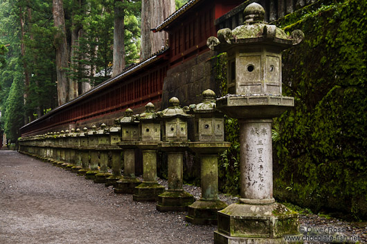 Row of stone lanterns at the Nikko Unesco World Heritage site