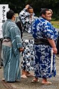Travel photography:Sumo wrestlers on a break at the Nagoya Sumo Tournament, Japan