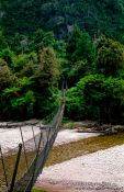 Travel photography:3-wire bridge across a stream on the Heaphy Track, New Zealand
