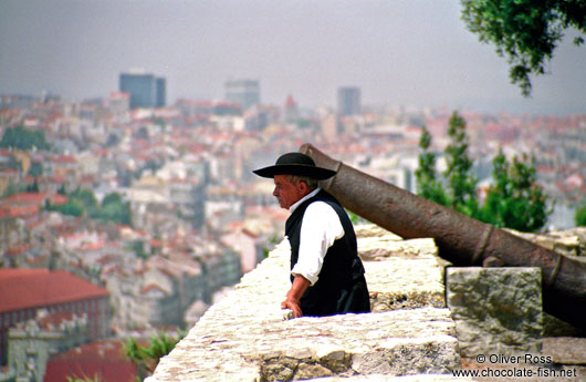 Man in traditional dress in Lisbon`s São Jorge Castle