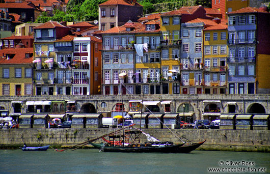 Houses along the Douro River in Porto`s Ribeira district