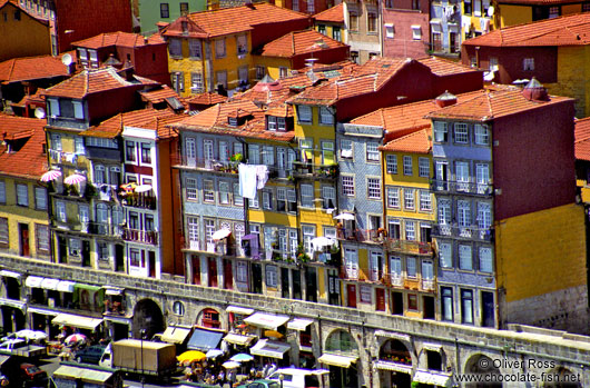 Houses along the River Douro in Porto`s Ribeira District
