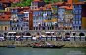Travel photography:Houses along the Douro River in Porto`s Ribeira district, Portugal