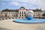 Travel photography:Grassalkovich Palace with globe in Bratislava, Slovakia