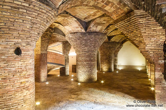 Pillars with mushroom-shaped capitals feature in the stables of Palau Güell