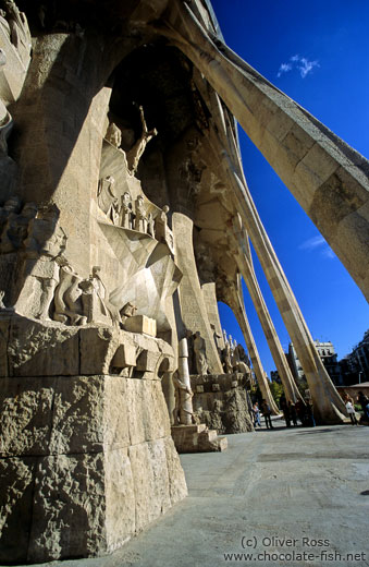 The Passion Facade of the Sagrada Familia Basilica in Barcelona