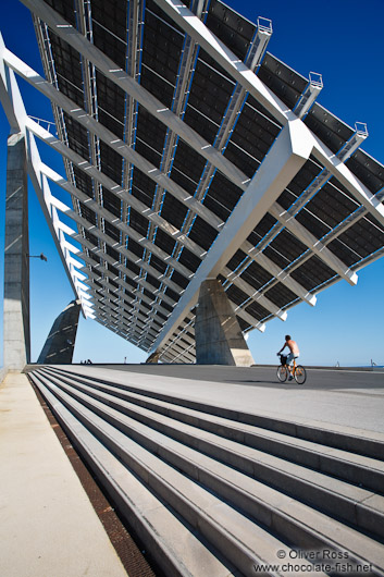 Large array of solar panels in the Barcelona Forum