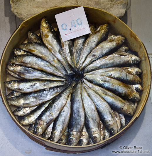 Smoked fish for sale in Bilbao